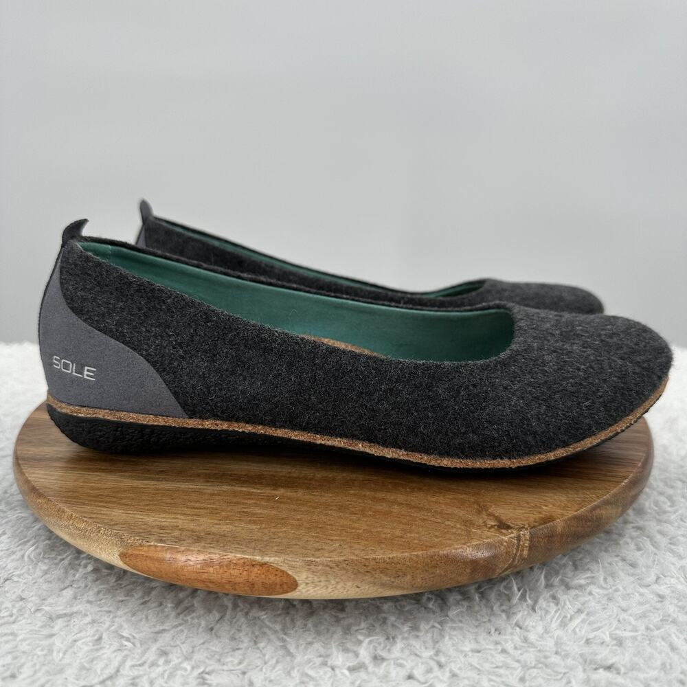 SOLE District Shoe by ReCork‎ Womens 9 Gray Grace Carbon Negative Slip on Flat